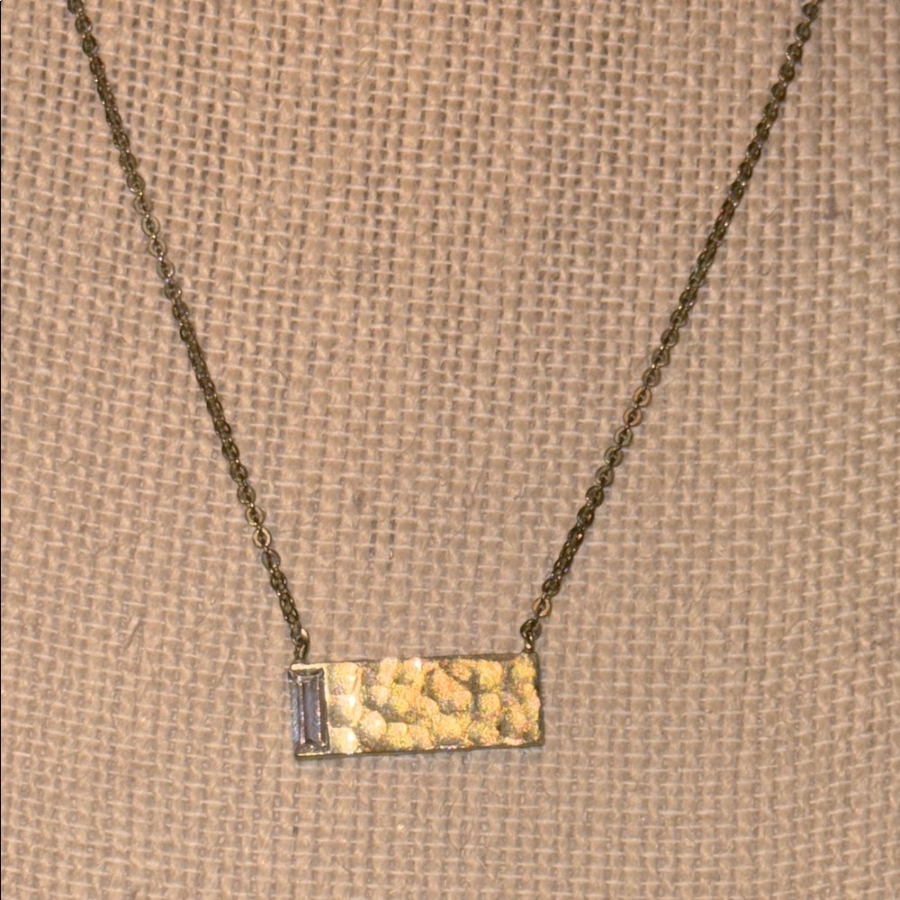 Silpada KR Brass “Crossbar” Pendant Necklace with Swarovski Crystal